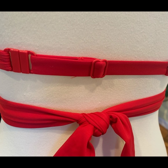 Red Push Up Wrap Twist Front Padded Halter Neck Bikini Swimsuit Top Size Small - Picture 5 of 10